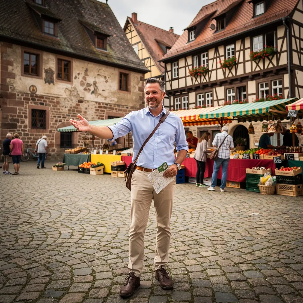Historische Altstadt mit Fachwerkhäusern und Kopfsteinpflaster als Beispiel mittelalterlicher Architektur in Deutschland